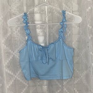 Light Blue Ruffle Crop Top